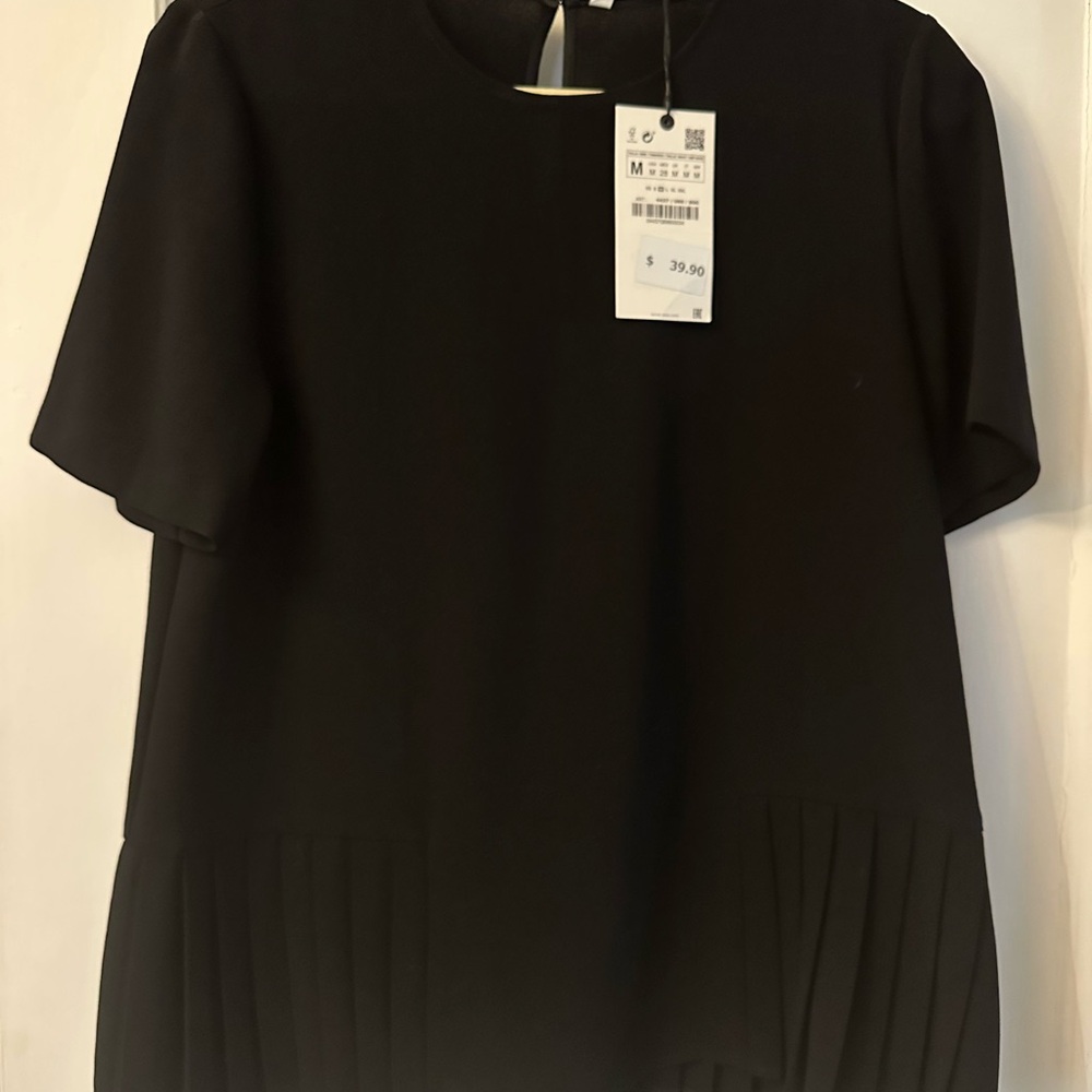 Zara Black Pleated Women's Blouse